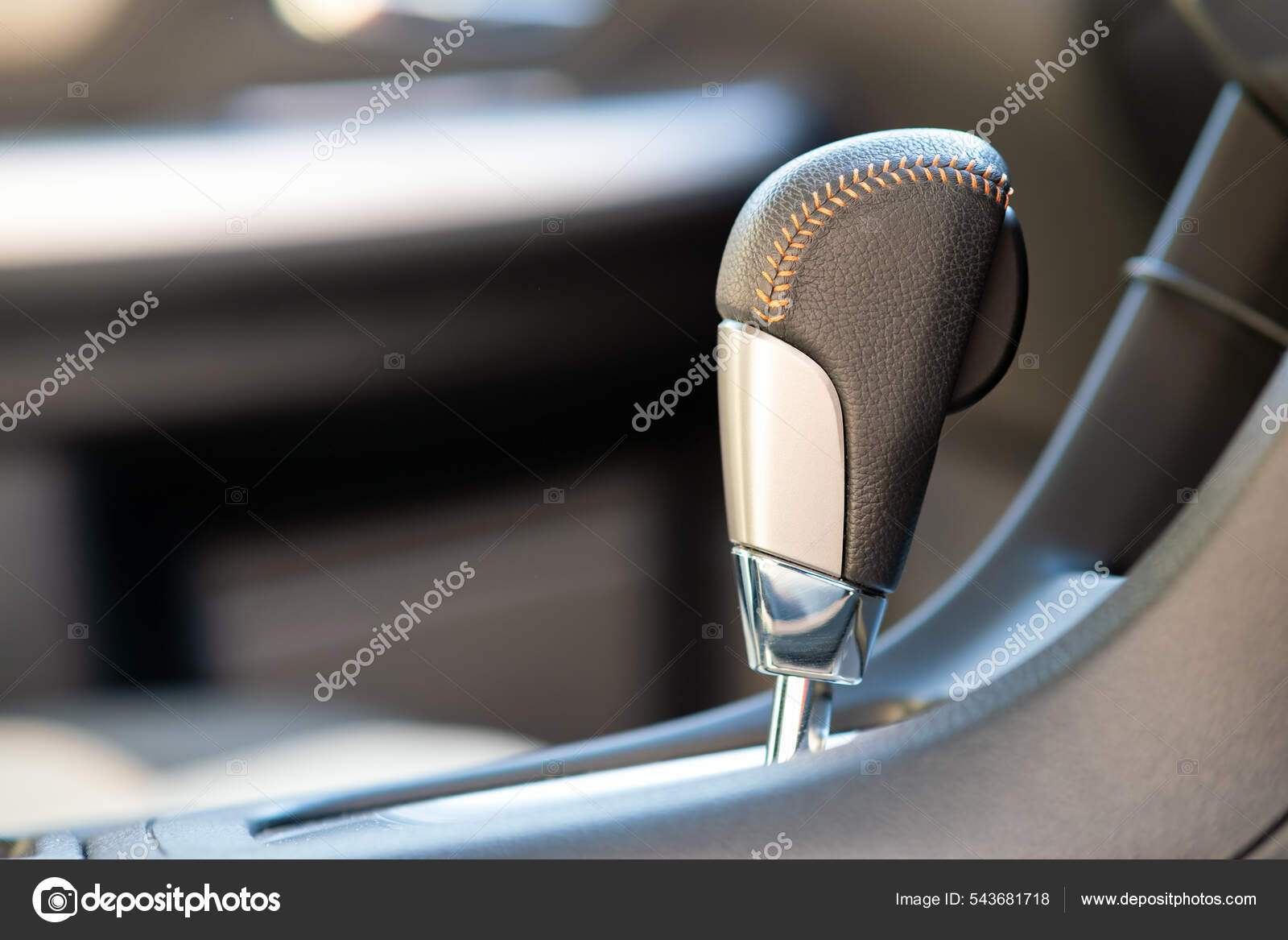 Closeup of car automatic transmission gear stick. Detail of vehicle
