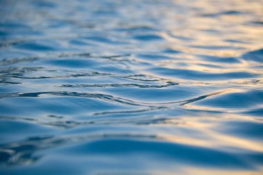 Küçük dalgalı mavi deniz suyunun yakın deniz yüzeyi