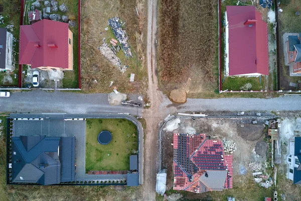 Aerial view of residential houses in suburban rural area — Fotografia de Stock