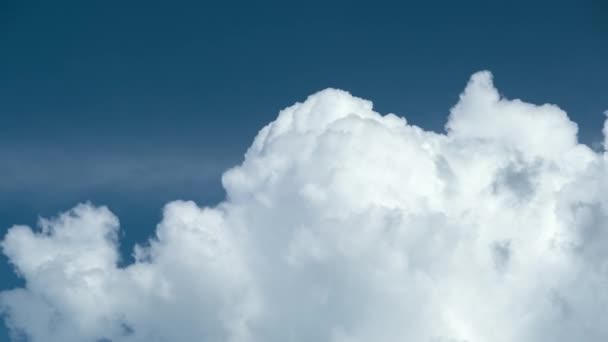 Timelapse White Puffy Cumulus Clouds Forming Summer Blue Sky Moving — Stock Video