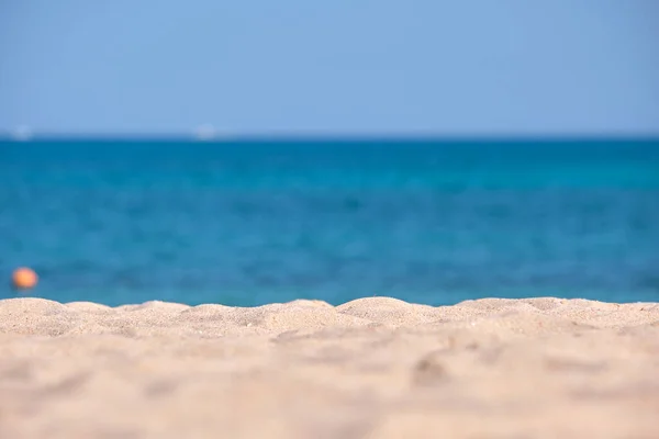 Primo Piano Superficie Sabbia Gialla Pulita Che Copre Spiaggia Sul — Foto Stock