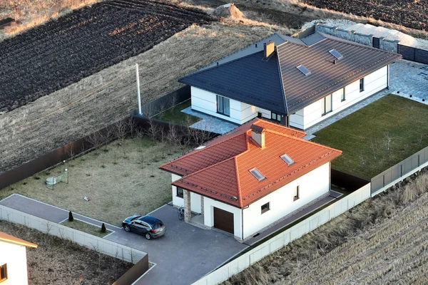 Aerial View Residential Houses Green Suburban Rural Area — Foto de Stock
