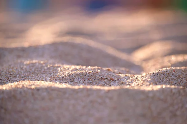 Close Superfície Areia Amarela Limpa Cobrindo Praia Beira Mar Iluminado — Fotografia de Stock