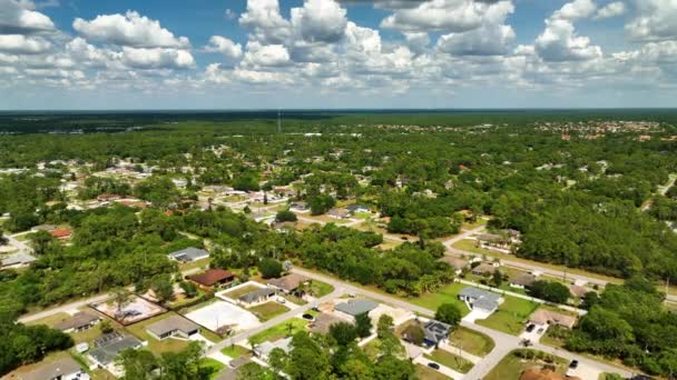 Aerial Landscape View Suburban Private Houses Green Palm Trees Florida — стокове відео
