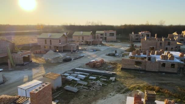 Vista Aérea Casas Residenciais Construção Área Suburbana Rural Desenvolvimento Imobiliário — Vídeo de Stock