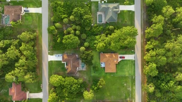 Aerial Landscape View Suburban Private Houses Green Palm Trees Florida — Stock Video