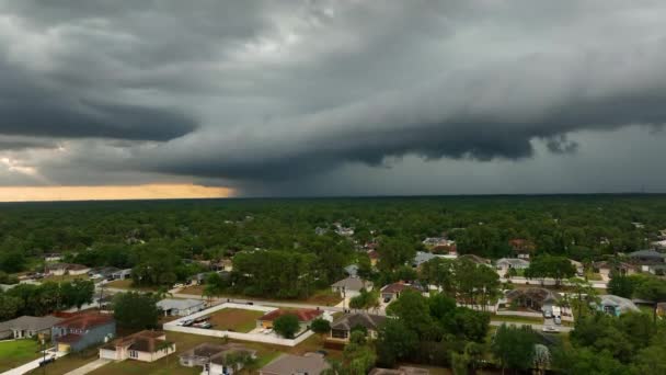 Landscape Dark Ominous Clouds Forming Stormy Sky Heavy Thunderstorm Rural — Wideo stockowe