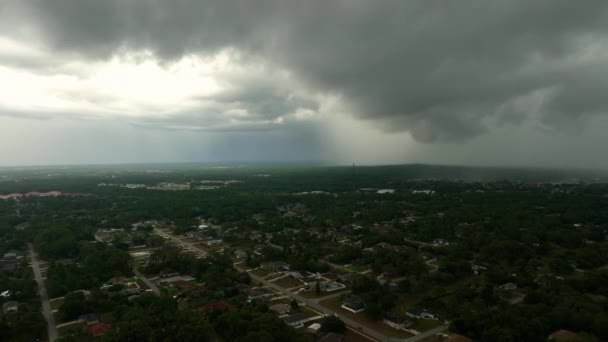 Landscape Dark Ominous Clouds Forming Stormy Sky Heavy Thunderstorm Rural — Stock Video