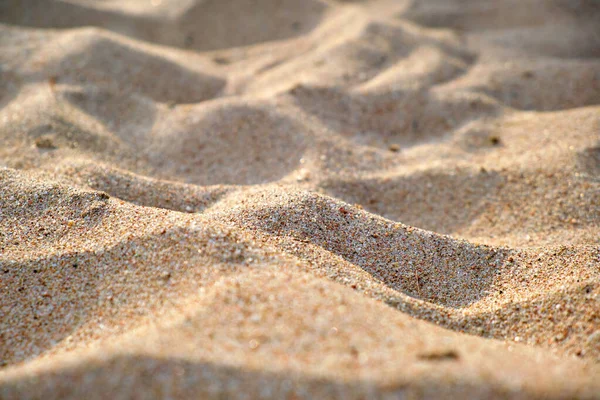 Close Clean Yellow Sand Surface Covering Seaside Beach Illuminated Day — Stock Photo, Image