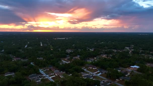 Aerial View Suburban Landscape Private Homes Green Palm Trees Florida — Stock Video