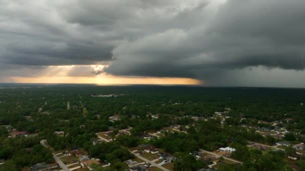 Landscape Dark Ominous Clouds Forming Stormy Sky Heavy Thunderstorm Rural — Vídeos de Stock