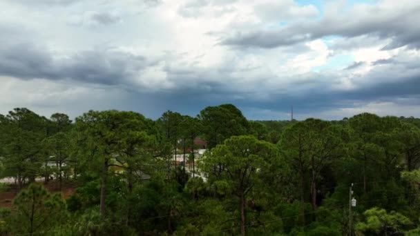 Landscape Dark Ominous Clouds Forming Stormy Sky Heavy Thunderstorm Rural — Stok video