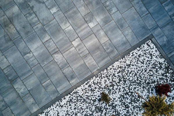 Front Back Yard Landscape Design Stone Tile Pavement Exterior — Stock Photo, Image