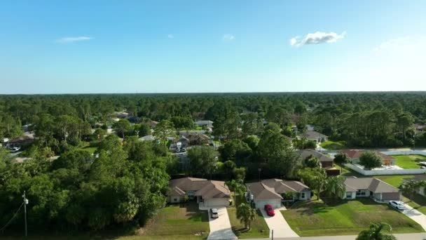 Aerial View Suburban Landscape Private Homes Green Palm Trees Florida — ストック動画