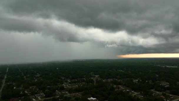 Landscape Dark Ominous Clouds Forming Stormy Sky Heavy Thunderstorm Rural — Stock Video