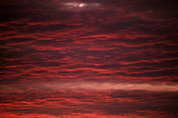 Parlak Renkli Günbatımı Gökyüzü Parlak Pürüzsüz Bulutlar Aydınlatılıyor Güneş Işığı — Stok fotoğraf