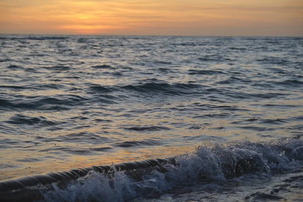 Ocean Sunset Landscape Soft Evening Sea Water Waves Crushing Sandy — Fotografia de Stock