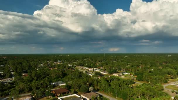 Aerial View Small Town America Suburban Landscape Private Homes Green — Stock Video