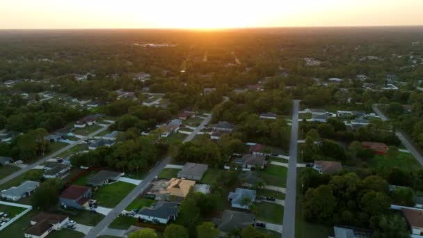 Aerial View Suburban Landscape Private Homes Green Palm Trees Florida — Stockvideo