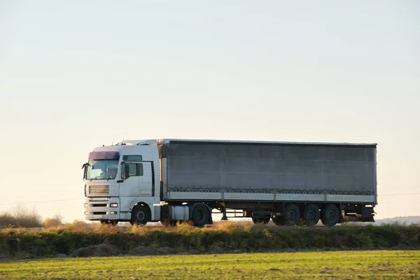 Semirremolque Con Remolque Carga Que Conduce Mercancías Transporte Por Carretera — Foto de Stock