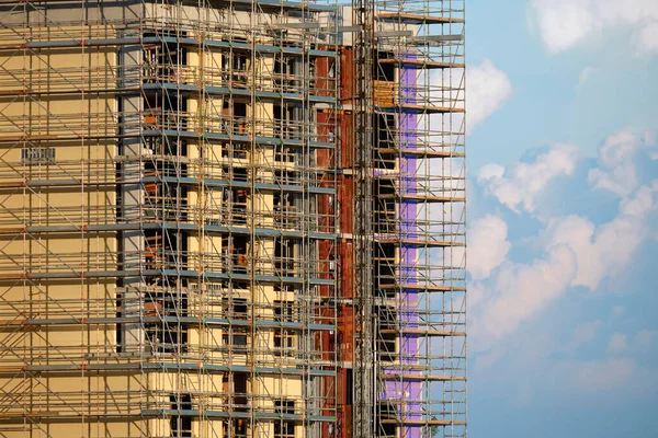 Tower Cranes Frame Structure High Residential Apartment Buildings Construction Site — Stockfoto