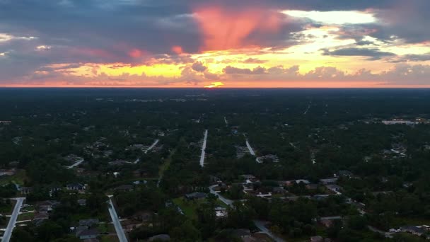 Aerial Landscape View Suburban Private Houses Green Palm Trees Florida — Stock Video