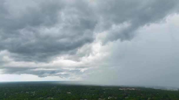 Landscape Dark Ominous Clouds Forming Stormy Sky Heavy Thunderstorm Rural — Vídeo de Stock