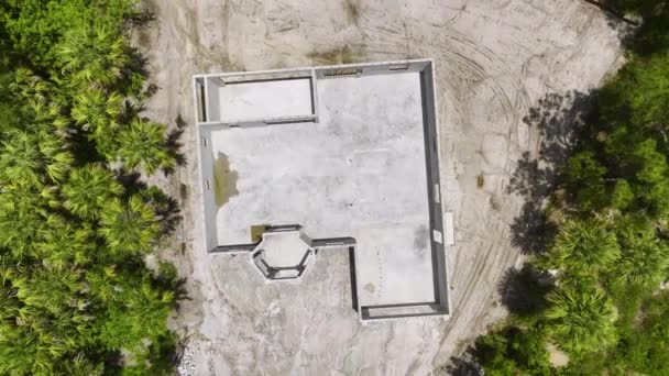 Aerial View Unfinished Frame Private House Brick Concrete Walls Ready — Stock Video