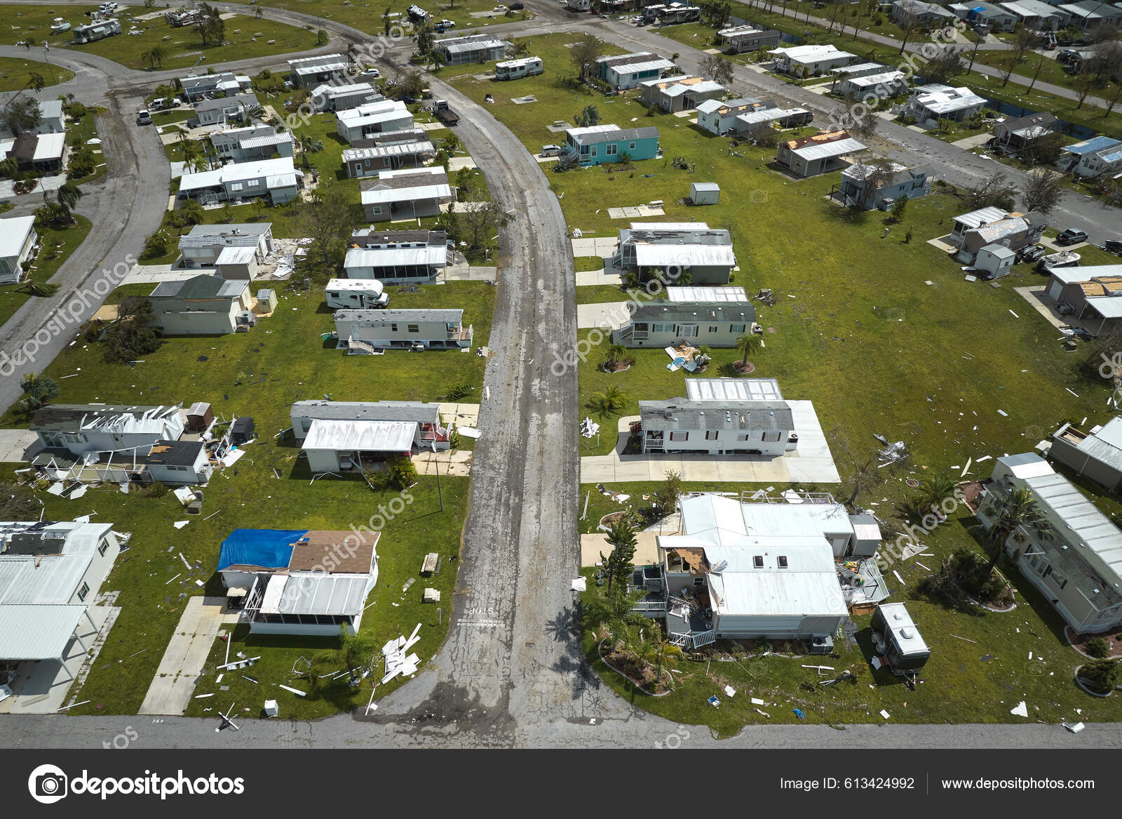 Hurricane Ian Destroyed Homes Florida Residential Area Natural Disaster