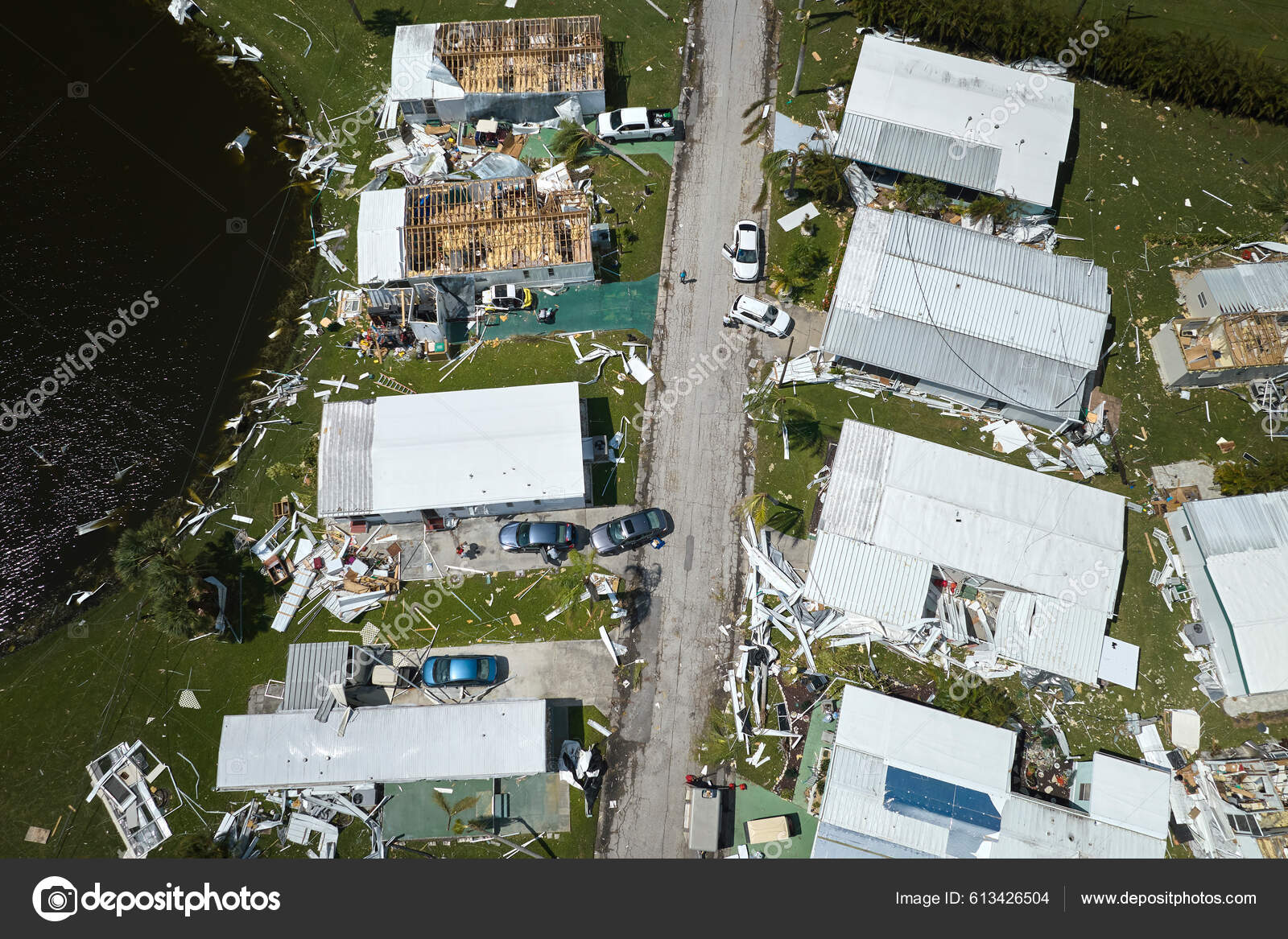 Hurricane Ian Destroyed Homes Florida Residential Area Natural Disaster