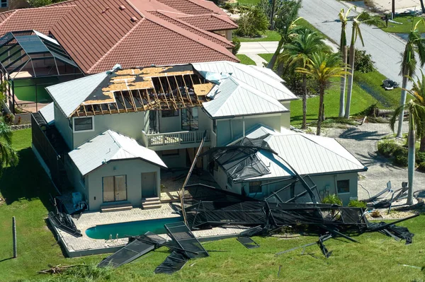 Orkanen Ian Förstörde Hus Florida Bostadsområde Naturkatastrofer Och Deras Konsekvenser — Stockfoto