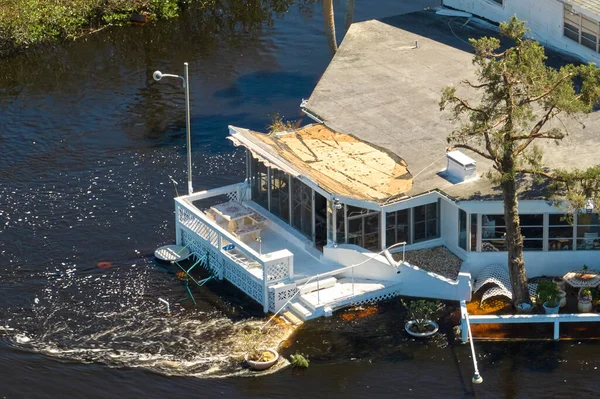 Orkaan Ian Overstroomde Huizen Florida Woonwijk Natuurramp Gevolgen Daarvan — Stockfoto
