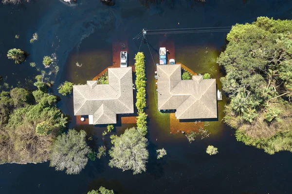 Orkaan Ian Overstroomde Huizen Florida Woonwijk Natuurramp Gevolgen Daarvan — Stockfoto