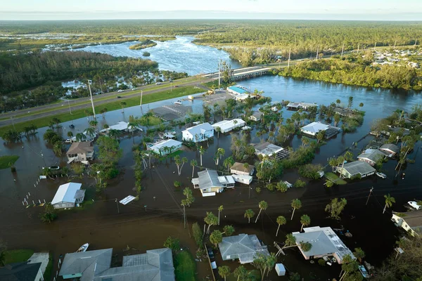 Huracán Ian Inundó Casas Zona Residencial Florida Desastre Natural Sus — Foto de Stock