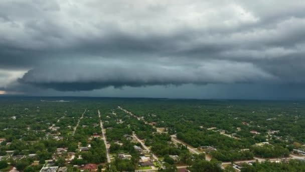 Landscape Dark Ominous Clouds Forming Stormy Sky Heavy Thunderstorm Rural — Stock videók