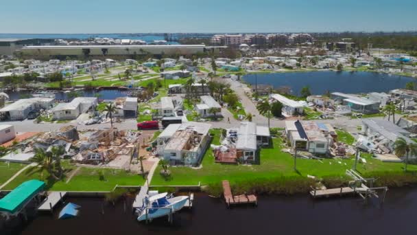 Hurricane Ian Destroyed Homes Florida Residential Area Natural Disaster Its — Stock Video
