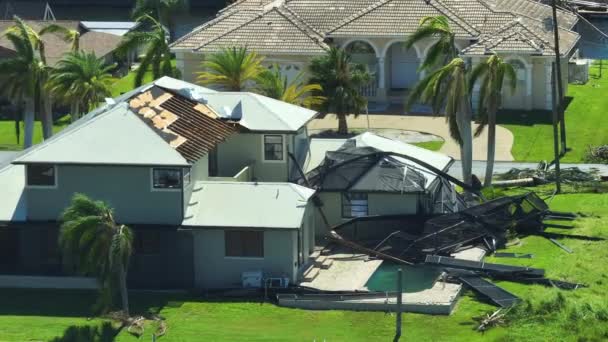 Hurrikan Ian Zerstörte Haus Wohngebiet Florida Naturkatastrophen Und Ihre Folgen — Stockvideo
