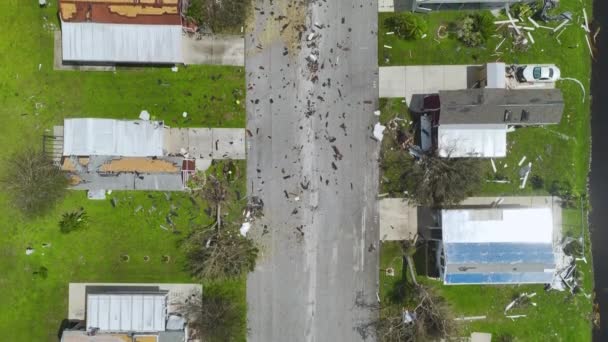 Svårt Skadade Husbilar Efter Orkanen Ian Florida Bostadsområde Konsekvenser Naturkatastrofer — Stockvideo