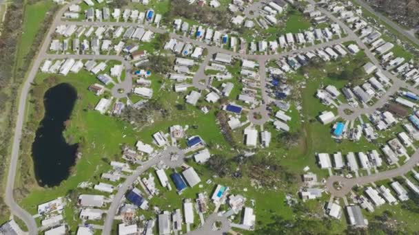 Casas Gravemente Danificadas Após Furacão Ian Área Residencial Móvel Flórida — Vídeo de Stock