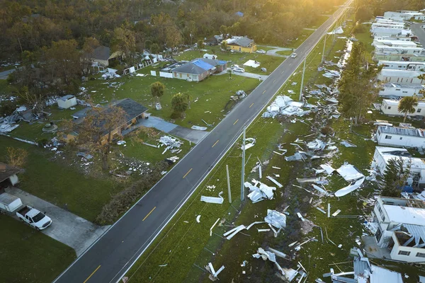 Schwer Beschädigt Durch Hurrikan Ian Häuser Florida Wohnmobil Wohngebiet Folgen — Stockfoto