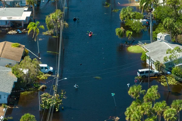 Entouré Par Ouragan Ian Pluie Inondations Eaux Maisons Floride Quartier — Photo