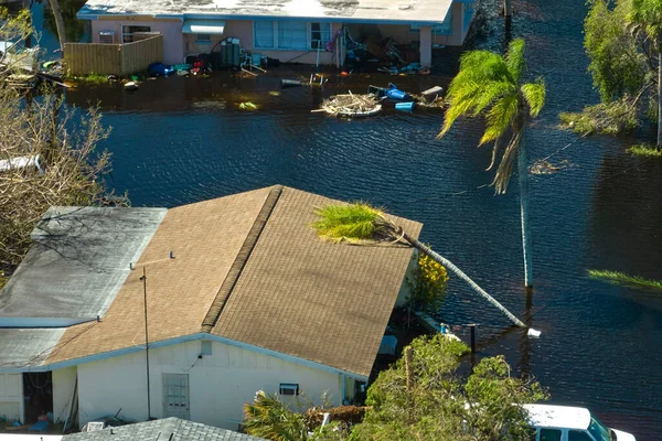 Окруженный Ураганом Иэн Осадки Воды Домов Жилом Районе Флориды Последствия — стоковое фото