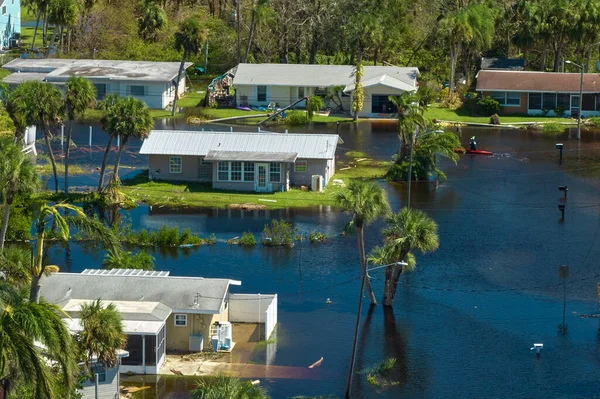 Maisons Inondées Par Ouragan Ian Pluie Dans Quartier Résidentiel Floride — Photo