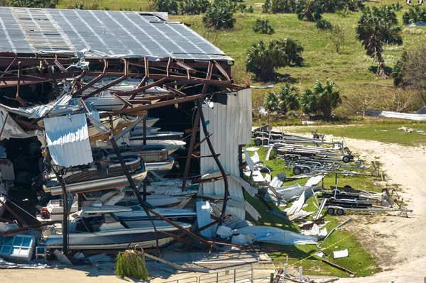 Orkanen Ian Förstörde Båtstationen Floridas Kustområde Naturkatastrofer Och Deras Konsekvenser — Stockfoto