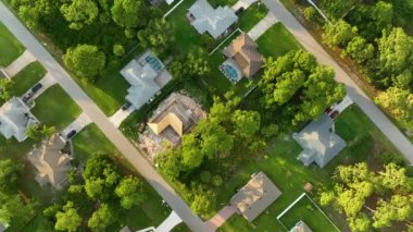 Florida 'nın sakin yerleşim bölgesinde yeşil palmiye ağaçları arasında özel evleri olan küçük bir Amerikan banliyö manzarası..