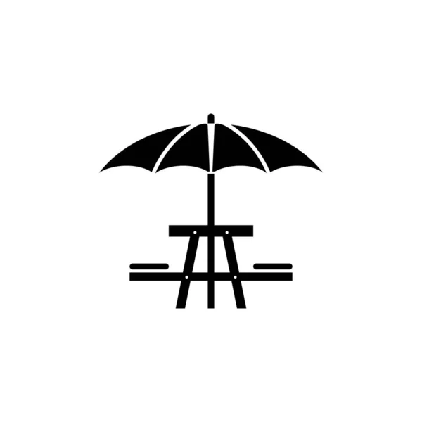 Umbrella Picnic Table Icon Vector Illustration Logo Design — Stock Vector