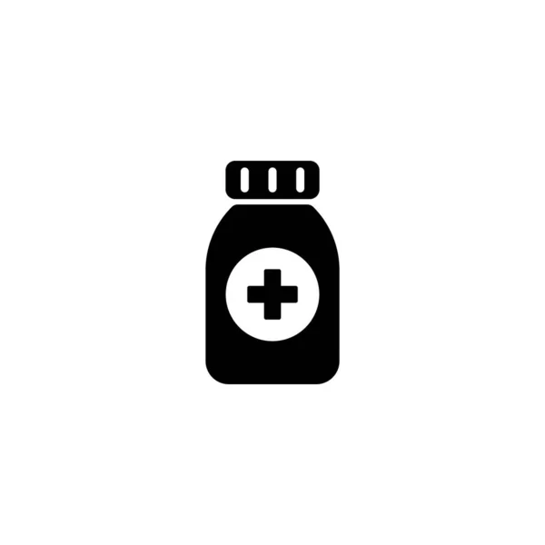 Garrafa Medicamento Ícone Vetor Ilustração Logotipo Design —  Vetores de Stock