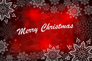 Güzel beyaz kar taneleriyle Noel kırmızı çizimi,