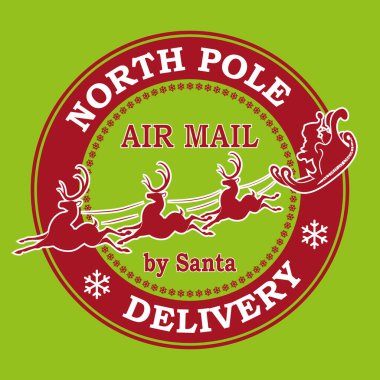 Noel pulu izole edilmiş, Noel Baba postası, ren geyiğiyle kızağa biniyor..