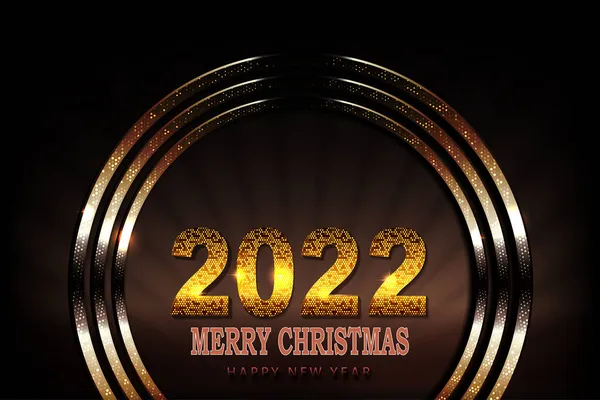 新的一年2022年快乐 新年贺卡上有抽象的金圆 色彩艳丽的马赛克 — 图库矢量图片